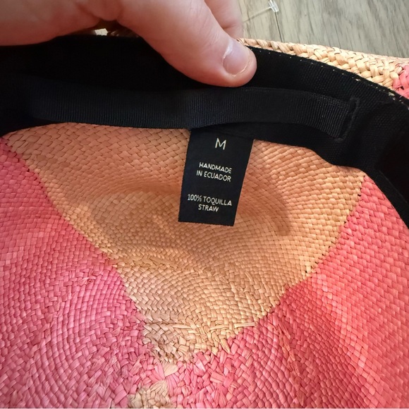 Artesano Toquilla Straw Hat – Pink & Natural – Size M - Picture 3 of 3